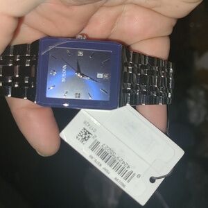 NWT Bulova Quadra Diamond accent silver band